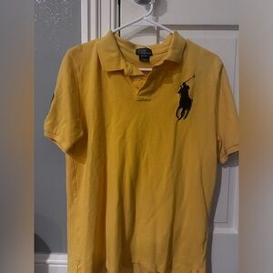 Yellow and Navy Unisex Ralph Lauren Short Sleeve Polo